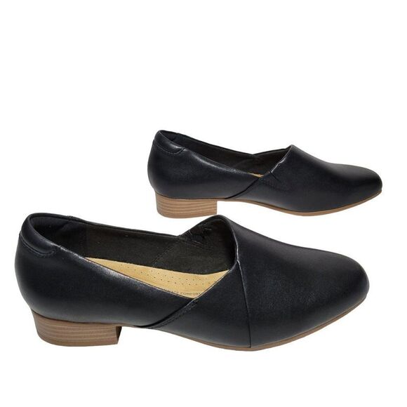 Clarks Collection Loafer Shoes Womens 8.5 W Black Leather Juliet Palm Slip On - Picture 5 of 14